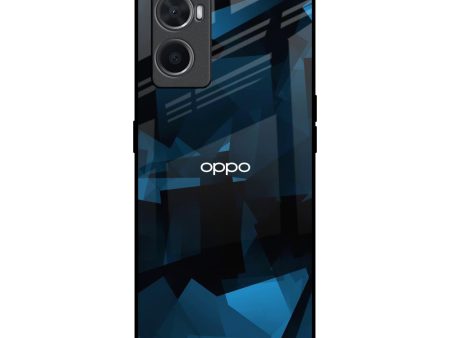 Polygonal Blue Box Glass Case For Oppo A96 Online Sale