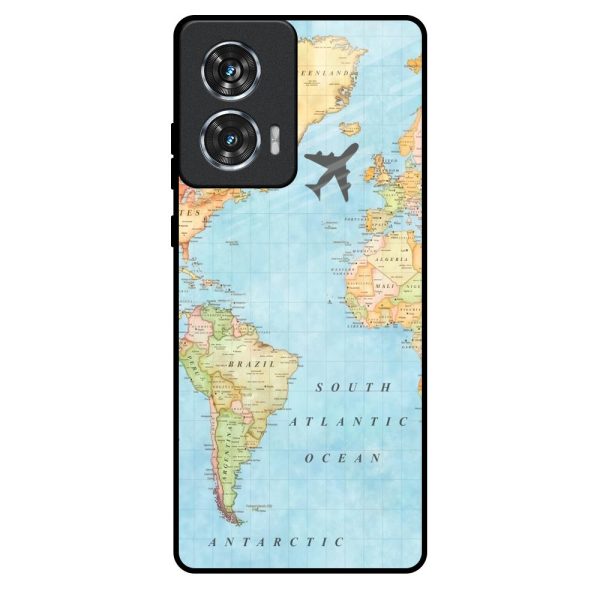 Travel Map Glass Case for Motorola Edge 50 Fusion 5G Cheap