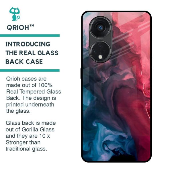 Blue & Red Smoke Glass Case for Oppo Reno8T 5G Cheap