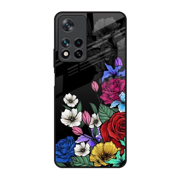 Rose Flower Bunch Art Glass Case for Redmi Note 11 Pro 5G on Sale